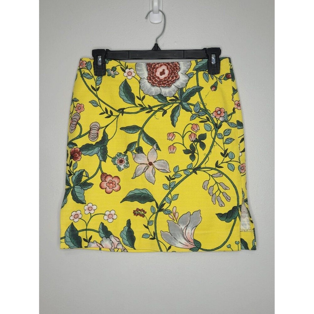 Loft Outlet yellow green flower print whimsy short bright garden party skirt 2